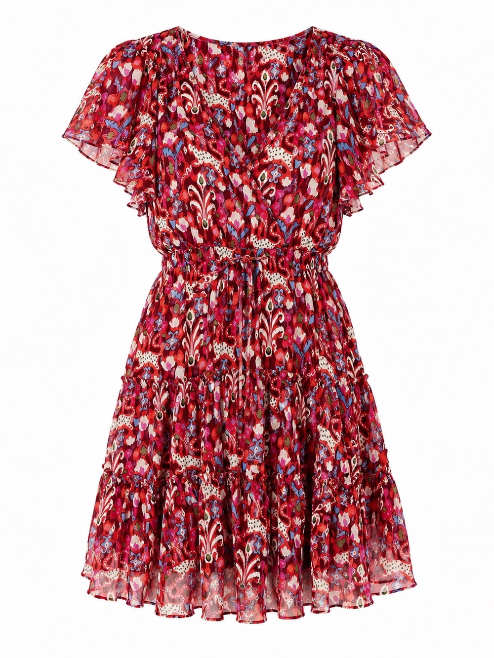 Anthropologie Robin Tiered Mini Dress in Raspberry - Size S